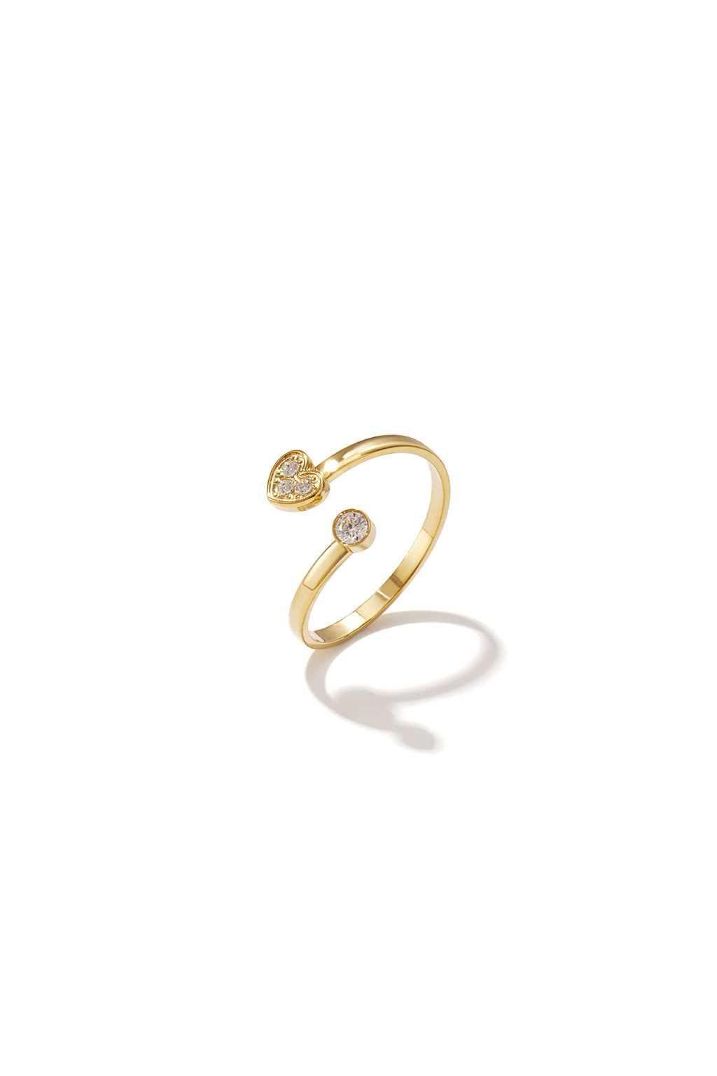 Anello minimalista regolabile con pietre e cuore