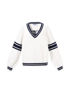Maglione Donna Girocollo in Maglia Fibra di Poliestere Sportivo Righe Contrastanti