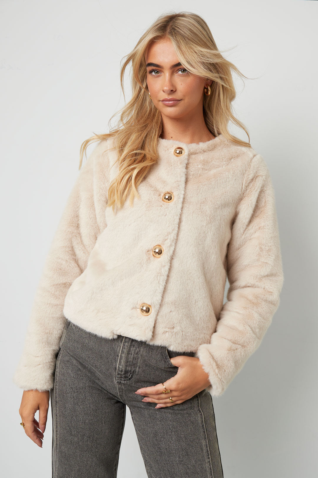 Tessuto Fibra di Poliestere Giacca Donna Elegante Colore Puro Autunno/Inverno