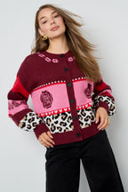 Cardigan Donna in Fibra di Poliestere lavorata a maglia Stile Casual con Stampa Floreale