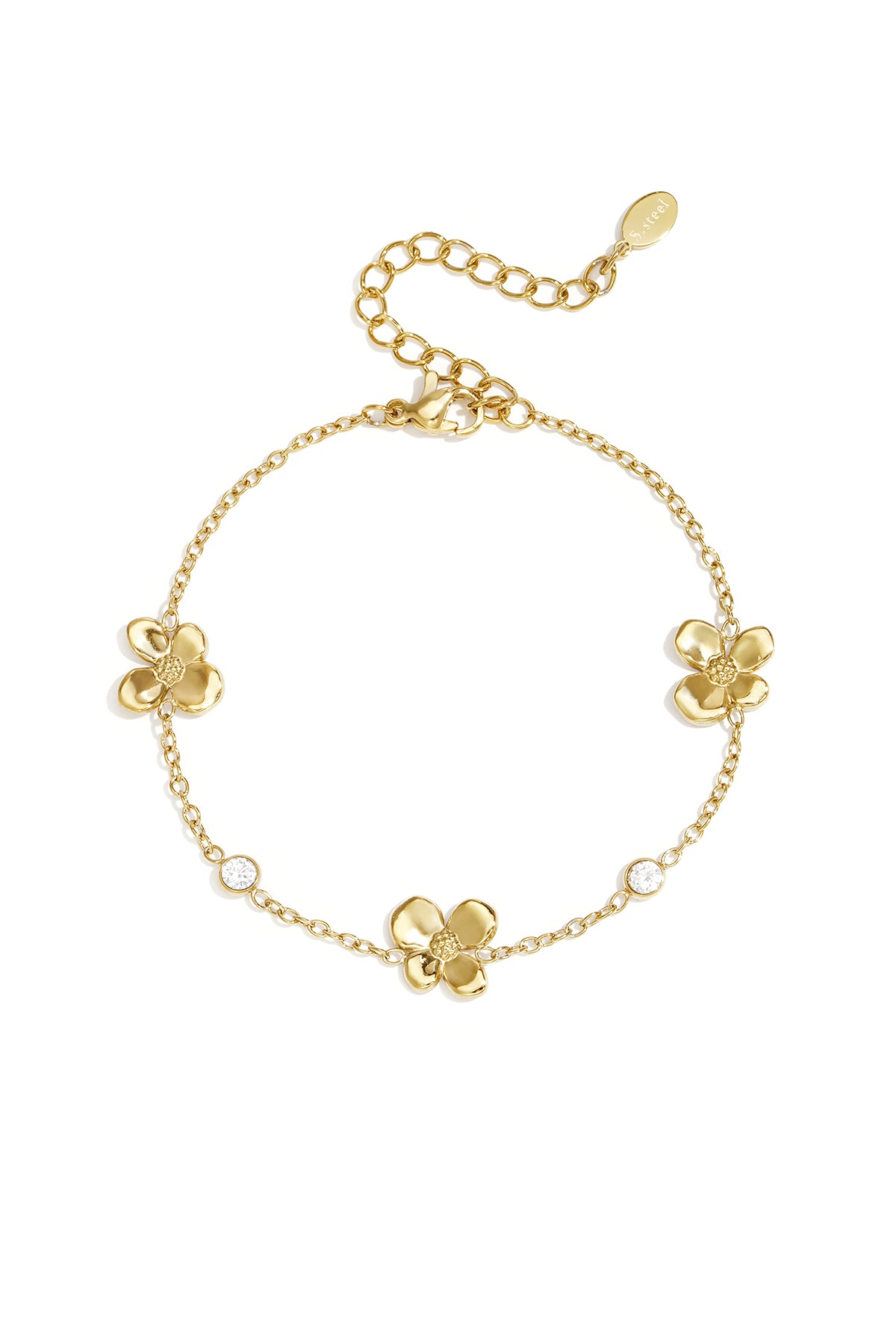 Braccialetti con ciondoli in acciaio inossidabile, modello Flower Simple, serie Daily Simple, gioielli da donna