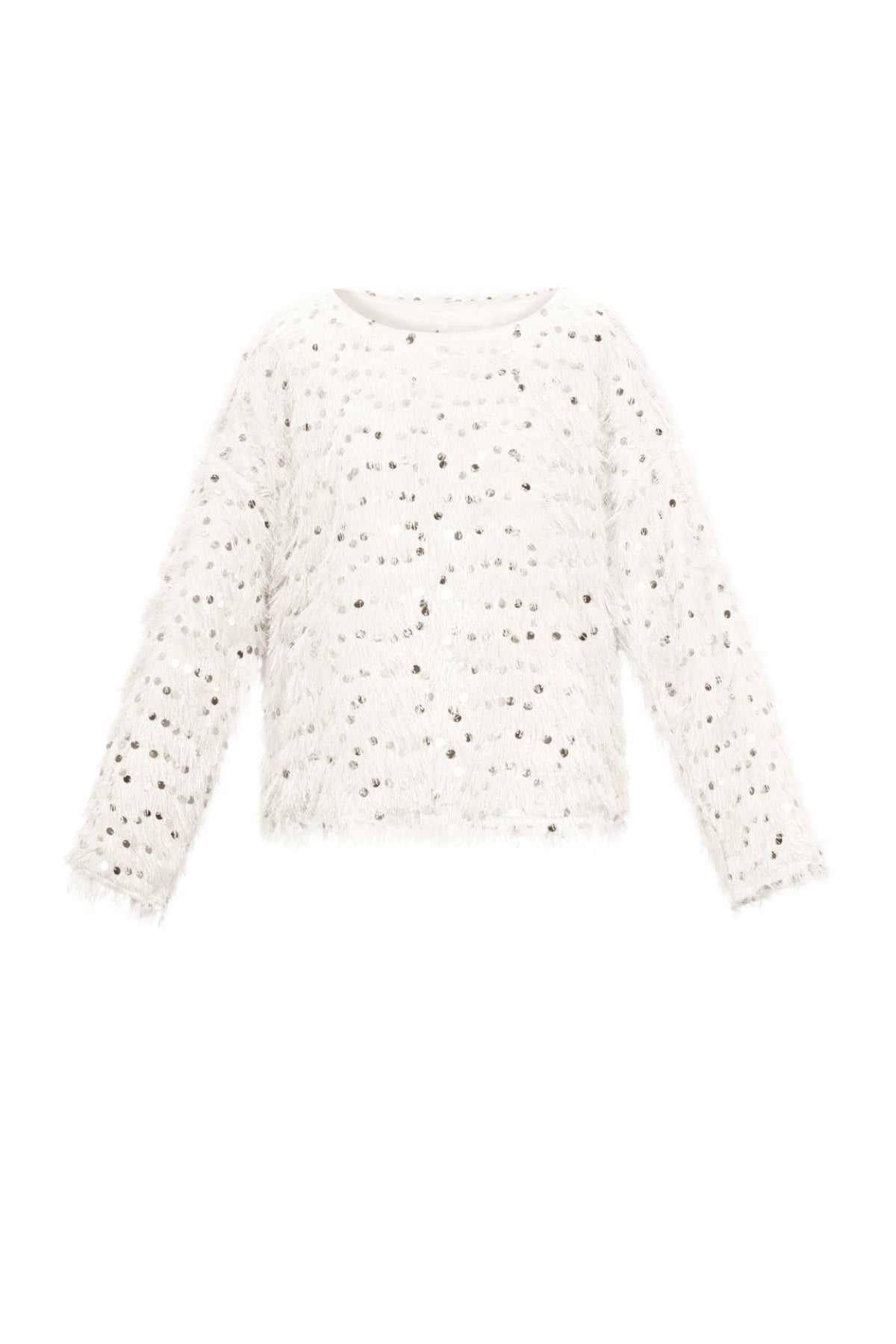 Tessuto Fibra di Poliestere Donna Maglia Maniche Lunghe Elegante Paillettes