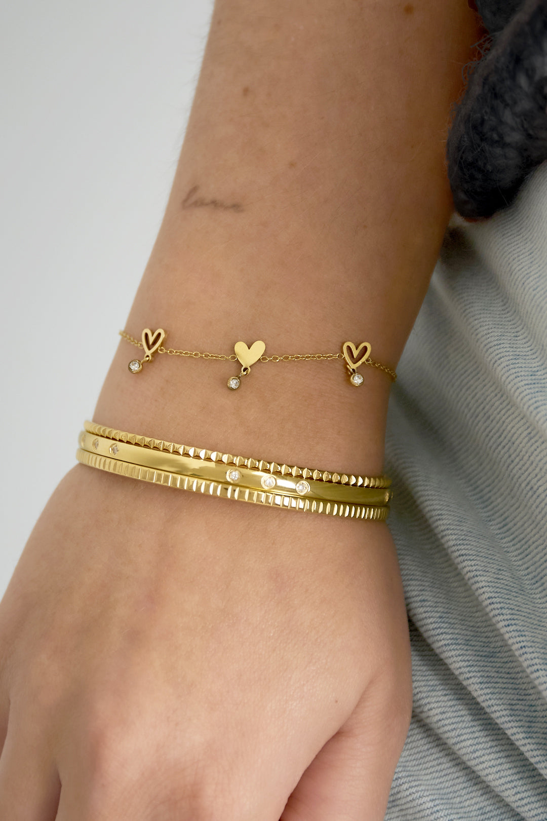 Braccialetti a catena in acciaio inossidabile con cuore, casual, quotidiani, semplici, gioielli da donna