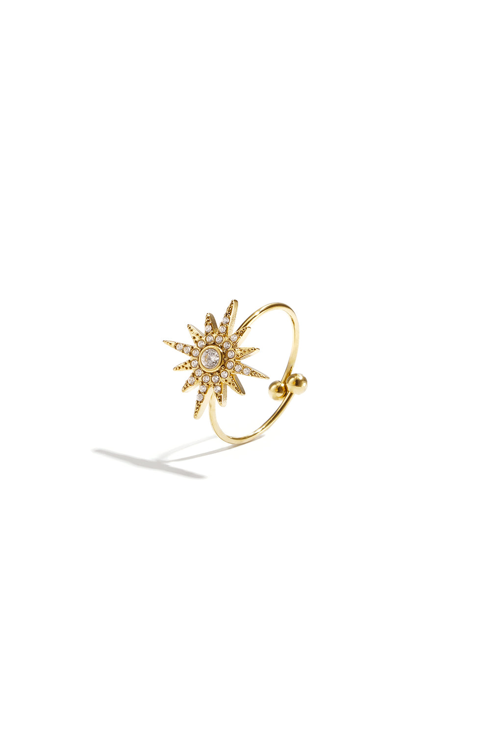 Anello regolabile con stella cadente e pietre