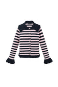 Cardigan Donna in Fibra di Poliestere Maglia Stile Casual a Righe