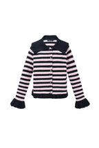Cardigan Donna in Fibra di Poliestere Maglia Stile Casual a Righe