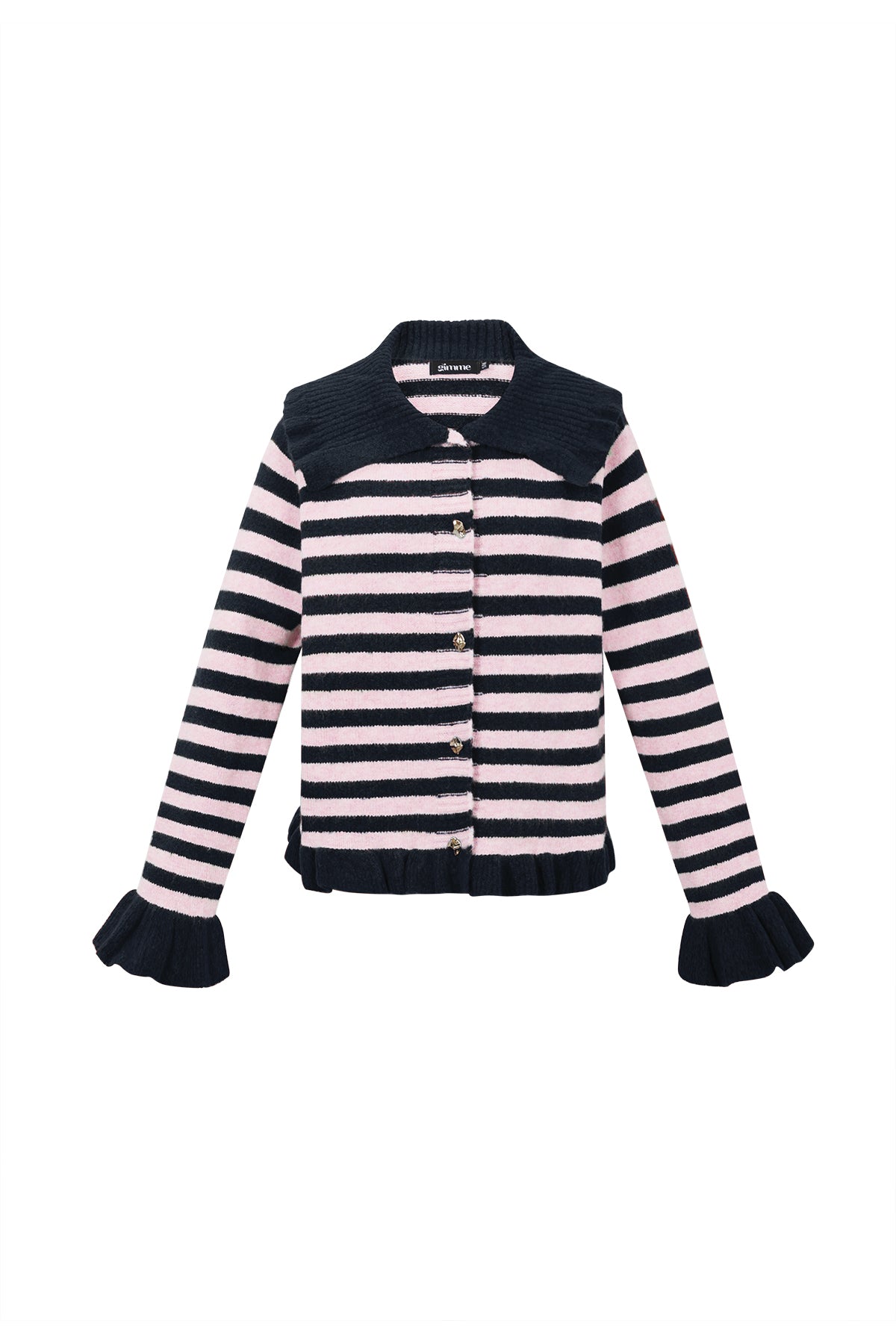 Cardigan Donna in Fibra di Poliestere Maglia Stile Casual a Righe