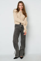 Cardigan in Maglia Fibra di Poliestere Donna Casual Colore Puro Autunno/Inverno
