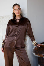 Tessuto Fibra di Poliestere Camicia Donna Casual Colore Puro Base
