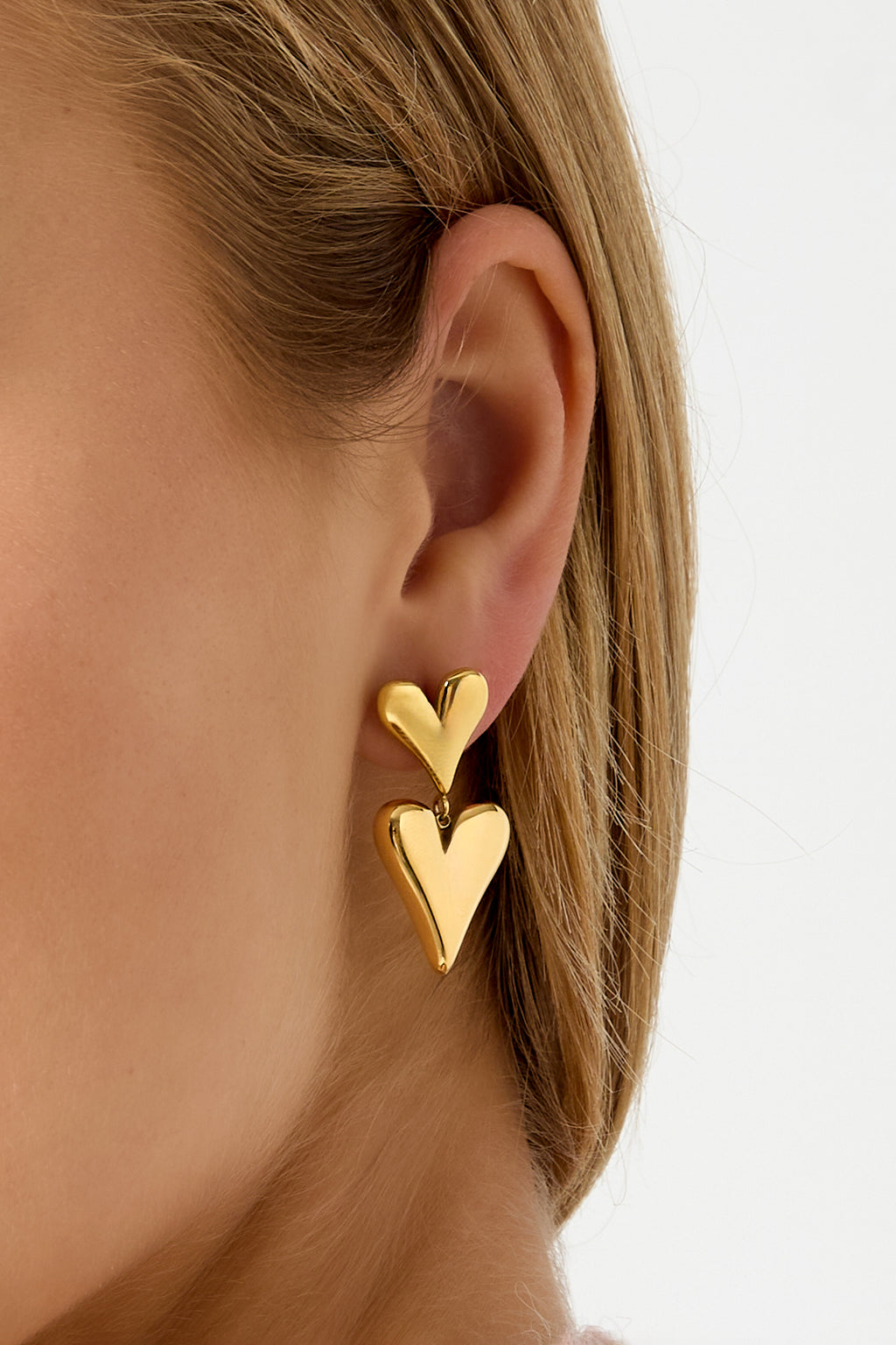 Orecchini pendenti in acciaio inossidabile a forma di cuore, casual, quotidiani, semplici, da donna
