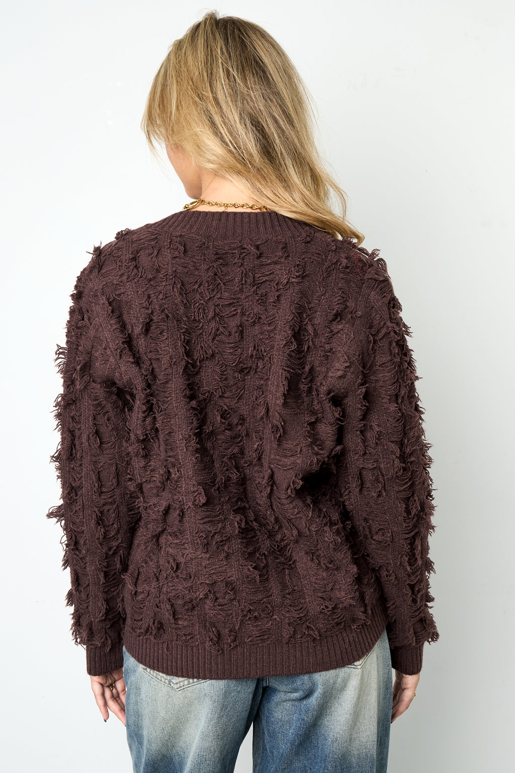 Maglione a V con frange