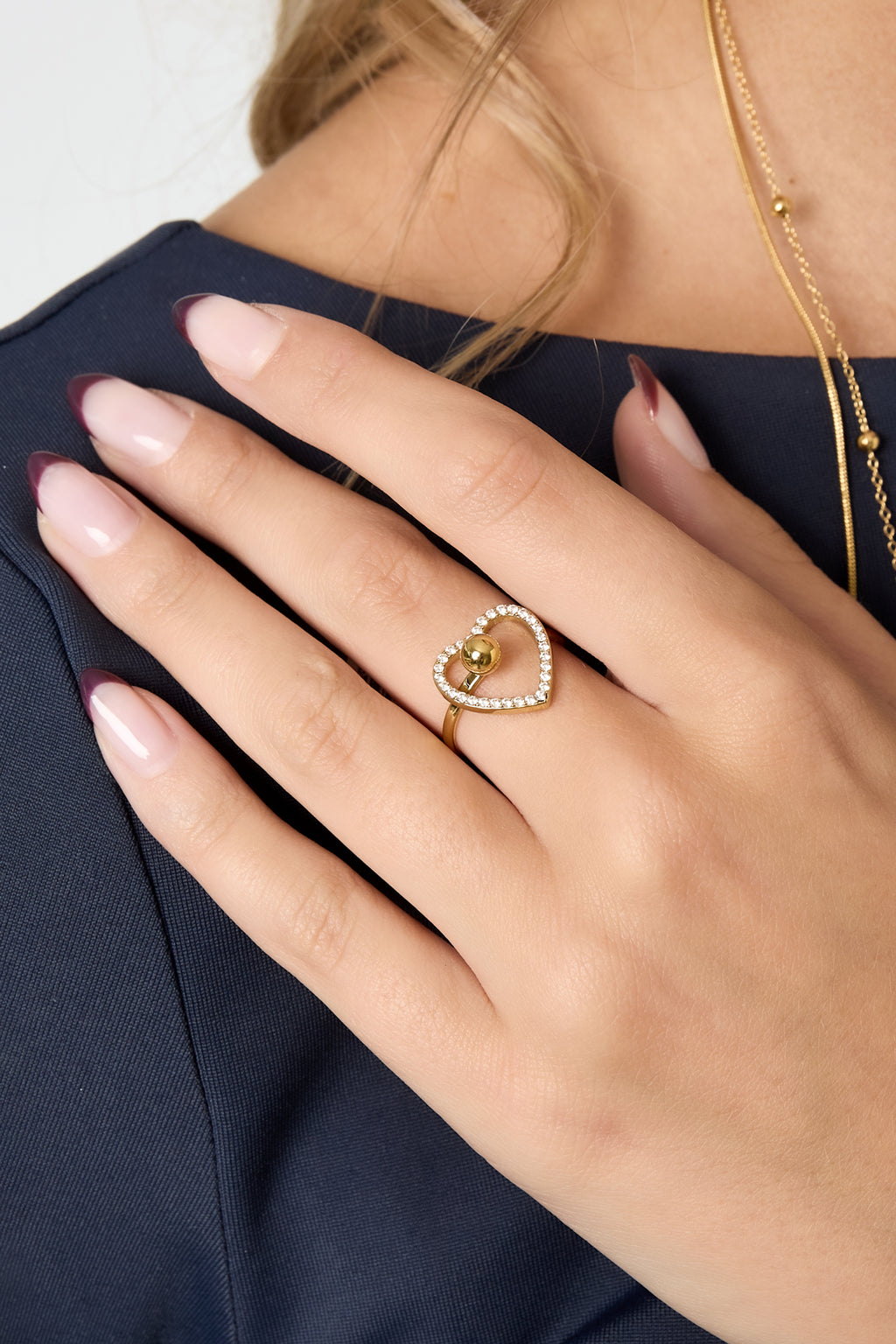 Anelli in acciaio inossidabile con cuore, casual, quotidiani, semplici, gioielli da donna