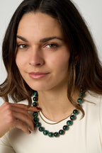 Collana di perline con perle dorate da 135 mm