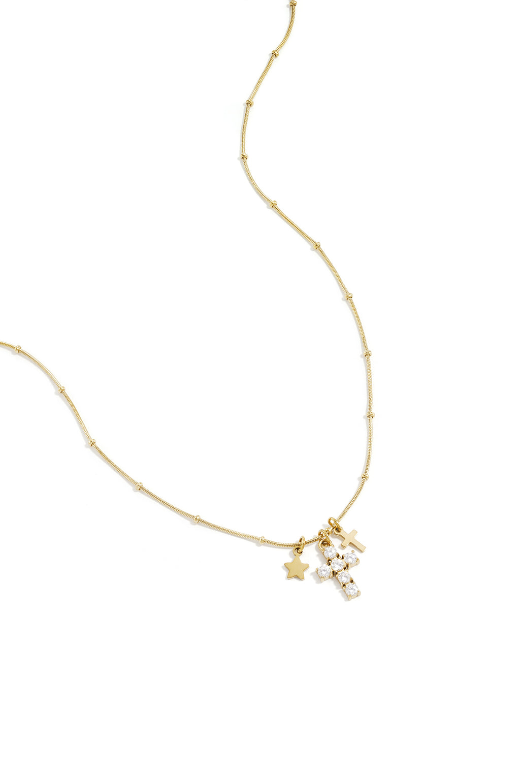 Collana con ciondoli a forma di croce e stella