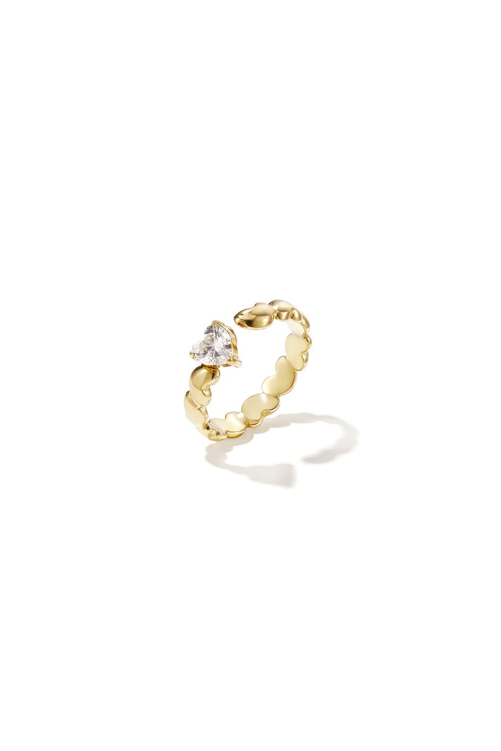 Anello con cuori e zirconi cubici alternati