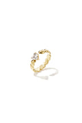 Anello con cuori e zirconi cubici alternati