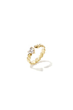 Anello con cuori e zirconi cubici alternati