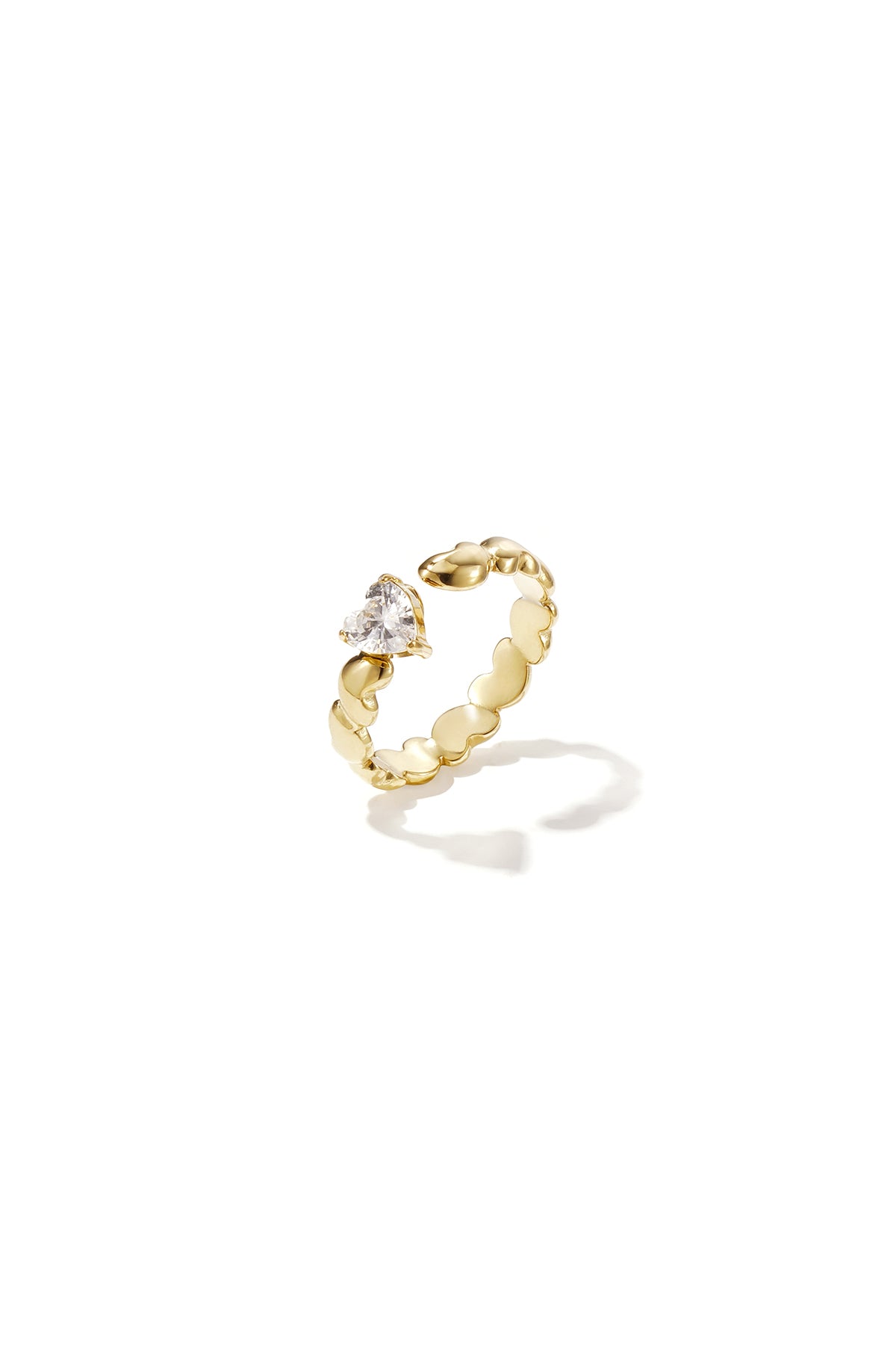 Anello con cuori e zirconi cubici alternati