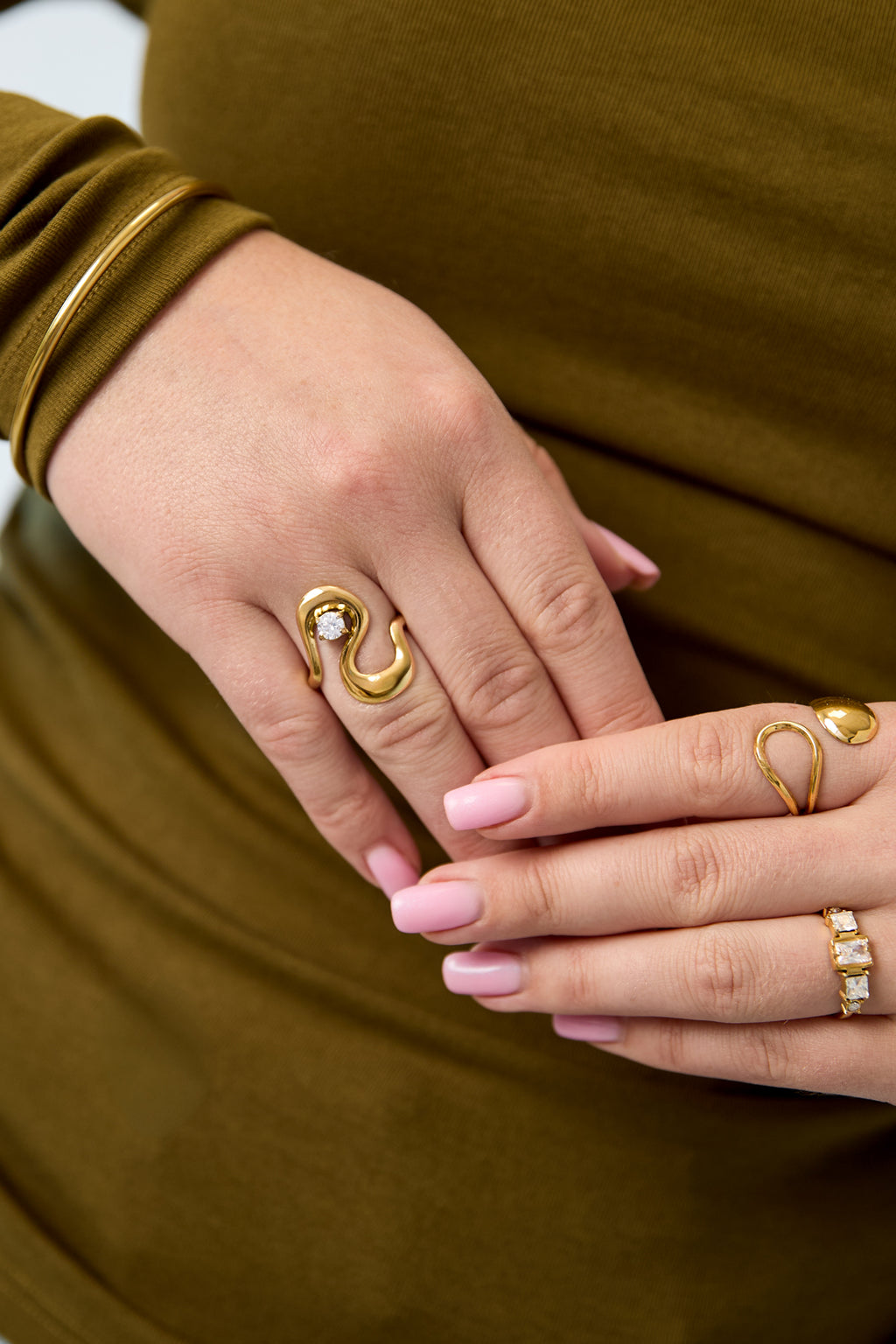 Anelli da donna in acciaio inossidabile, forma irregolare, casual, semplici, della serie "Gioielli da donna".