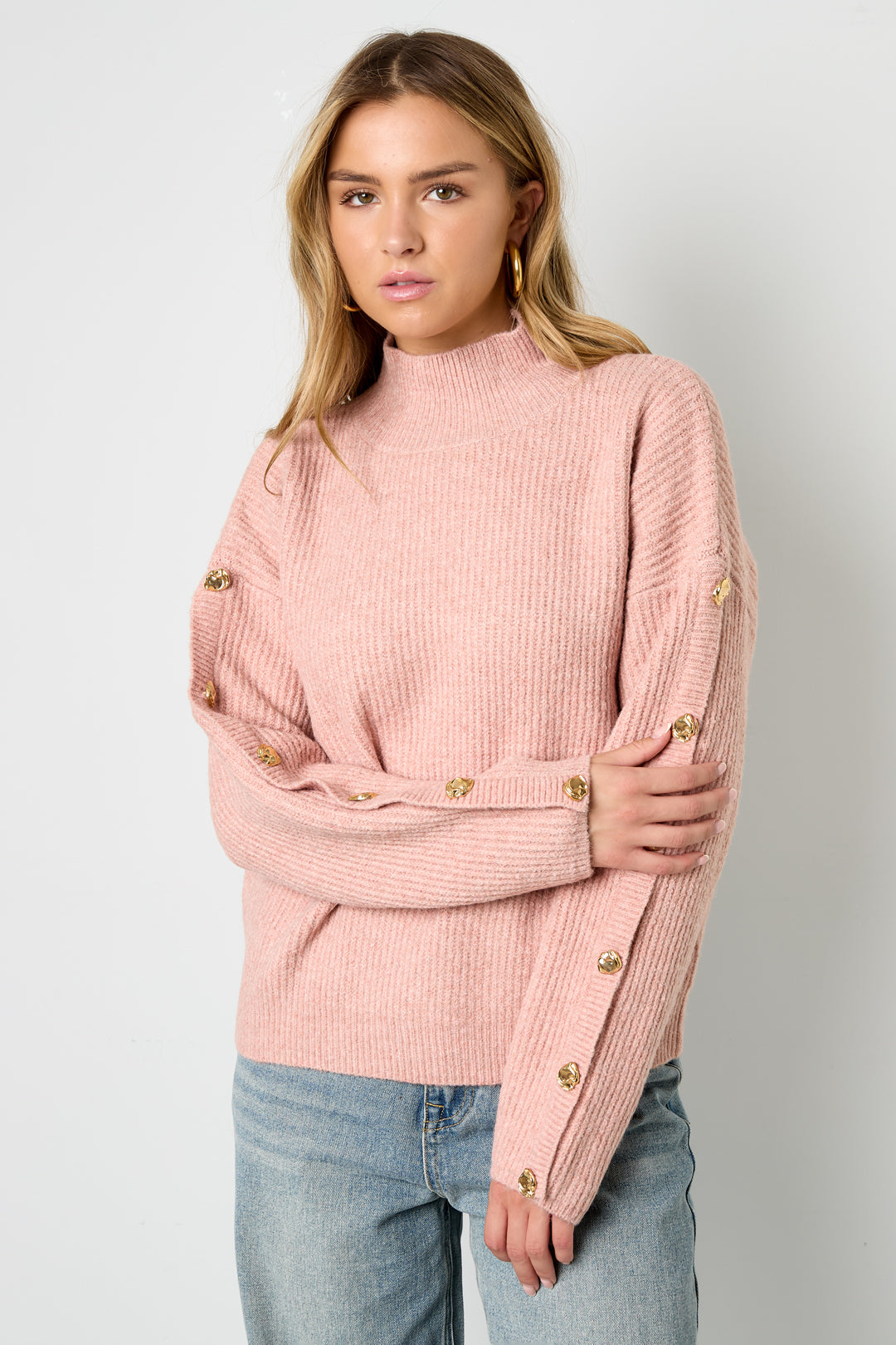 Maglione Donna in Poliestere Tessuto Collo Alto Casual Colore Puro