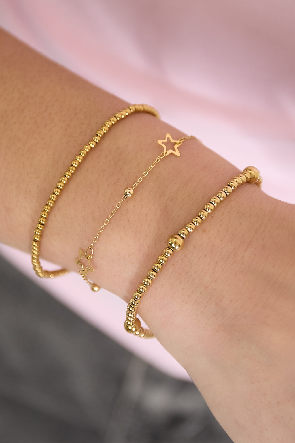 Bracciale Perline Gold Stainless Steel