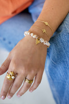 Braccialetti con perline di pietra, serie "Vacanze quotidiane romantiche", gioielli da donna.