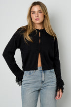 Cardigan in Maglia Fibra di Poliestere Donna Casual Colore Puro Autunno/Inverno