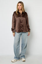 Tessuto Fibra di Poliestere Camicia Donna Casual Colore Puro Base