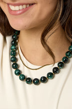 Collana di perline con perle dorate da 135 mm