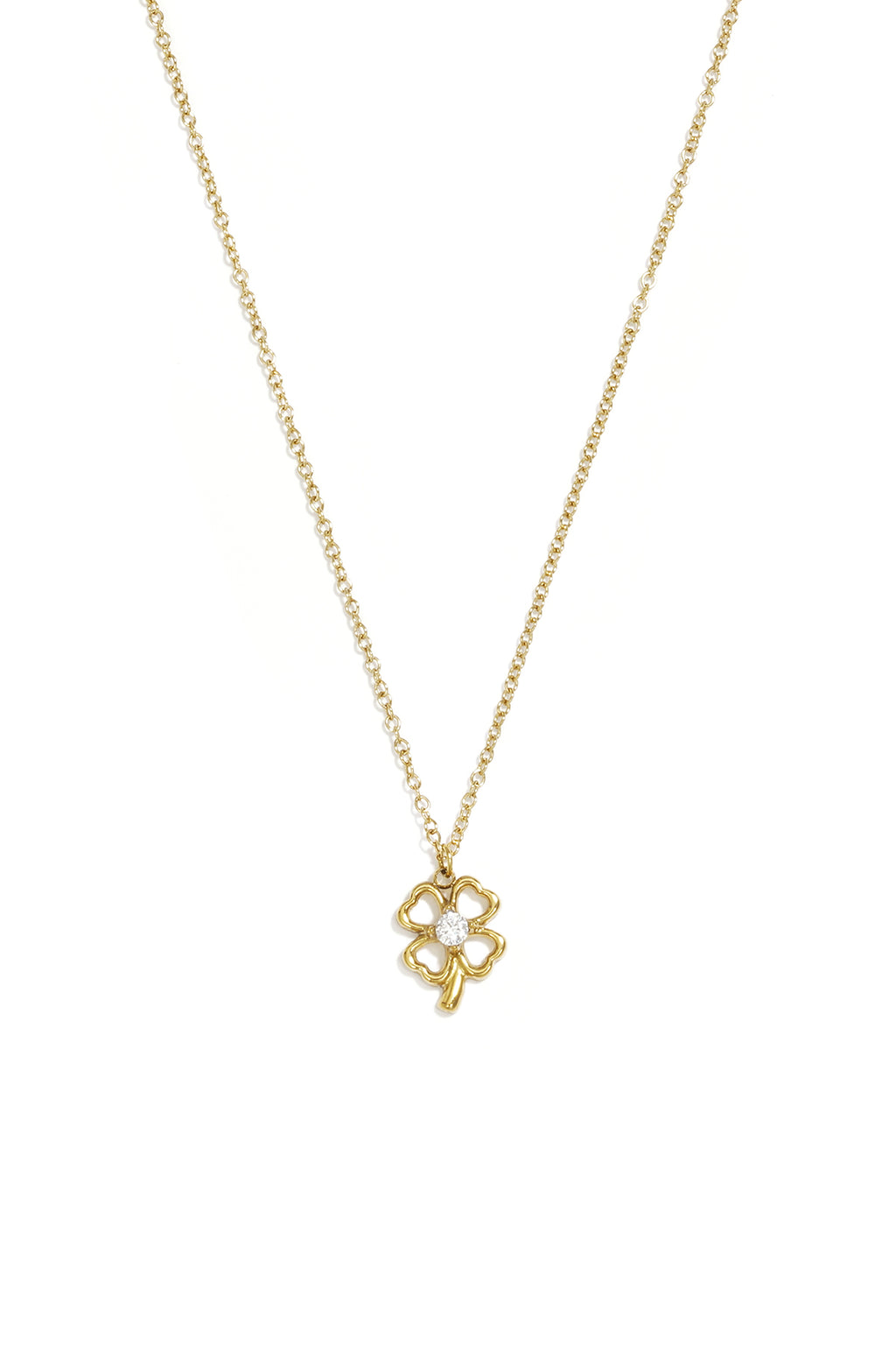 Collane con pendente in acciaio inossidabile placcato oro 14 carati, serie Clover Casual Simple, gioielli da donna