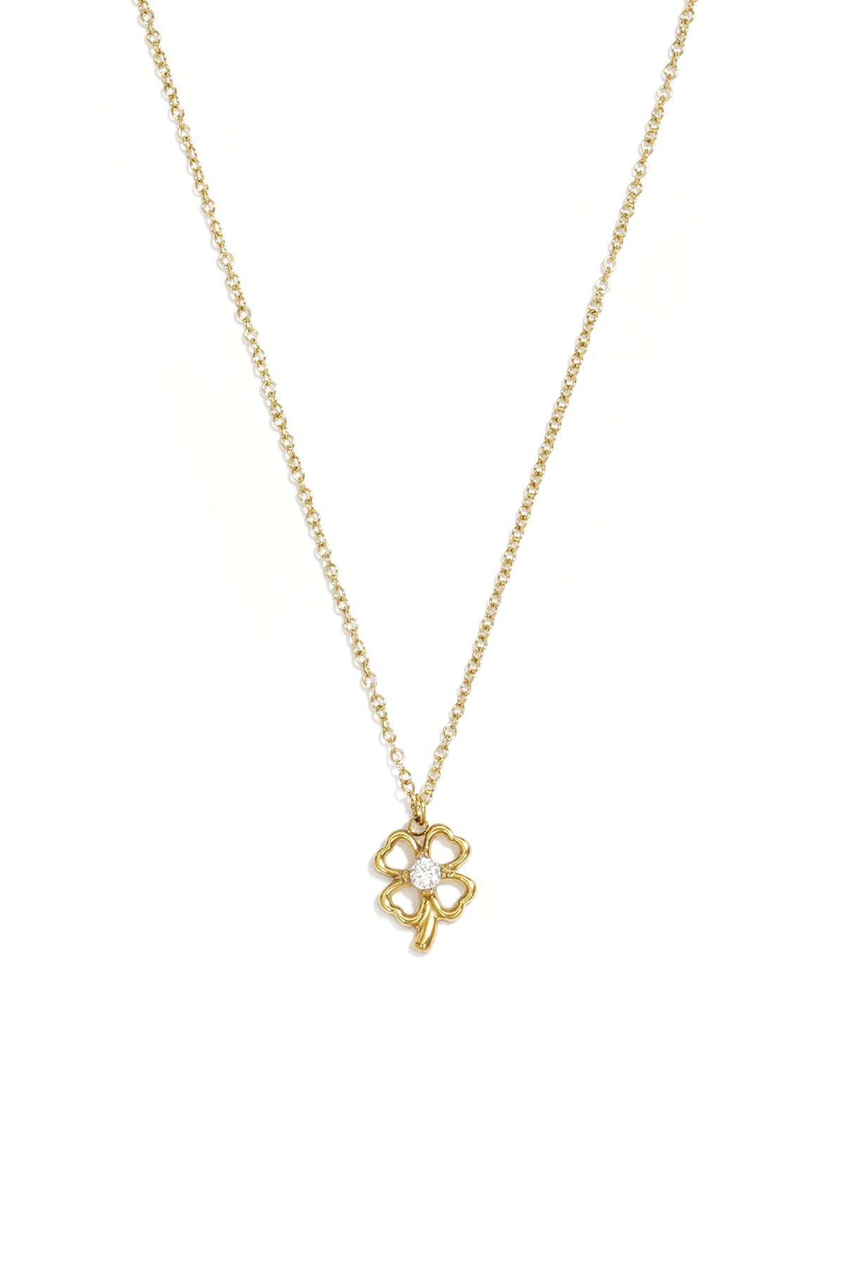 Collane con pendente in acciaio inossidabile placcato oro 14 carati, serie Clover Casual Simple, gioielli da donna