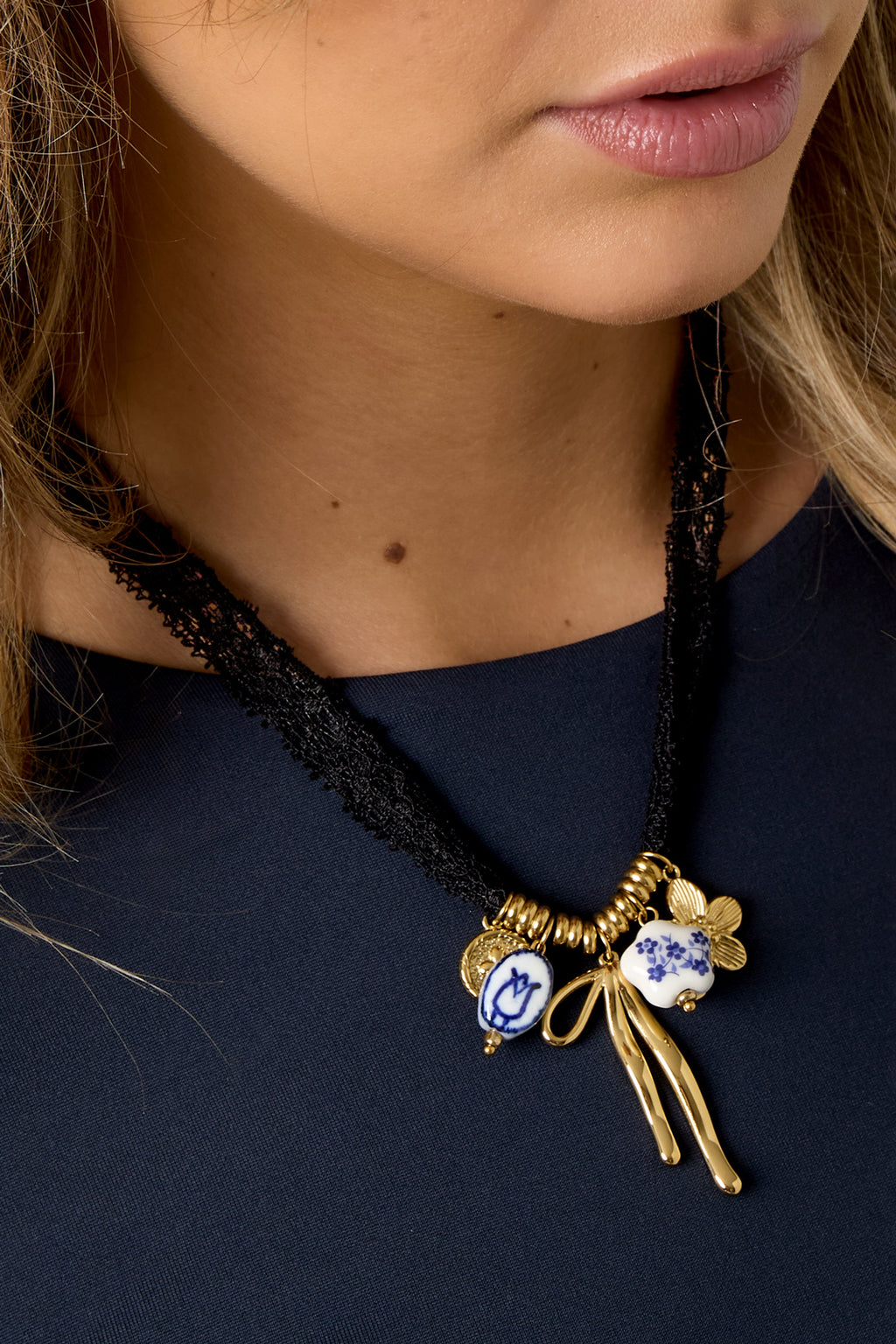 Collane lunghe in poliestere con fiori, casual, quotidiane, romantiche, gioielli da donna