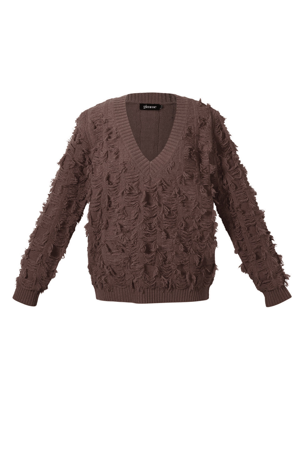 Maglione a V con frange