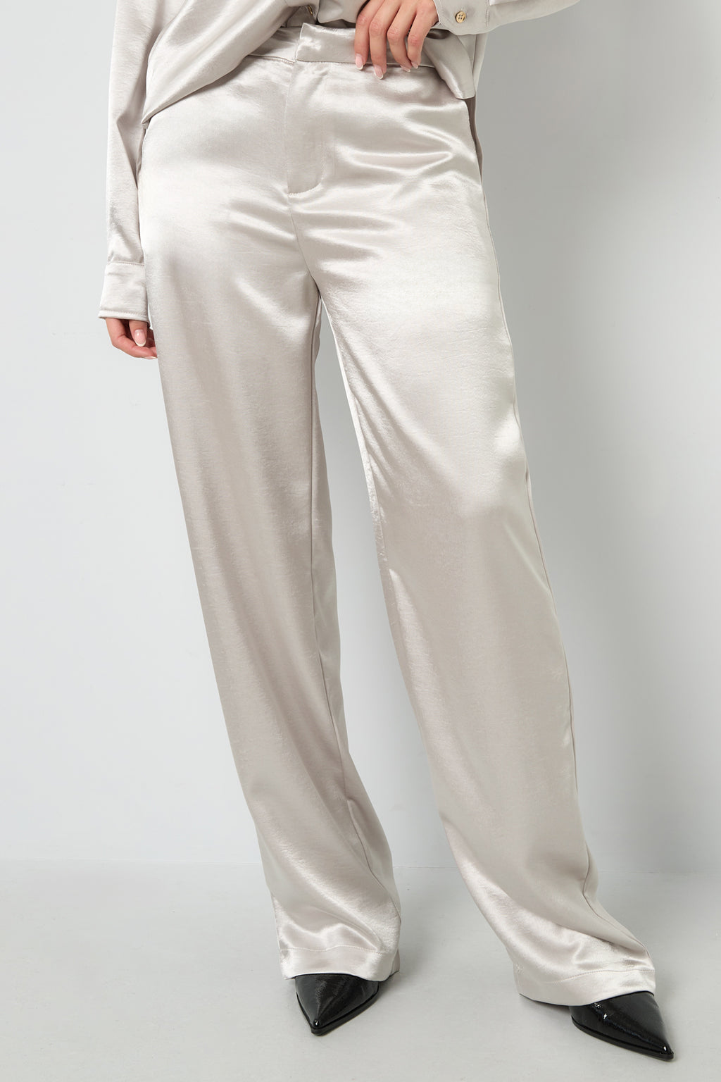Tessuto Fibra di Poliestere Pantaloni Dritti Donna Stile Casual Colore Puro Autunno/Inverno