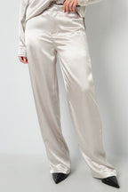 Tessuto Fibra di Poliestere Pantaloni Dritti Donna Stile Casual Colore Puro Autunno/Inverno