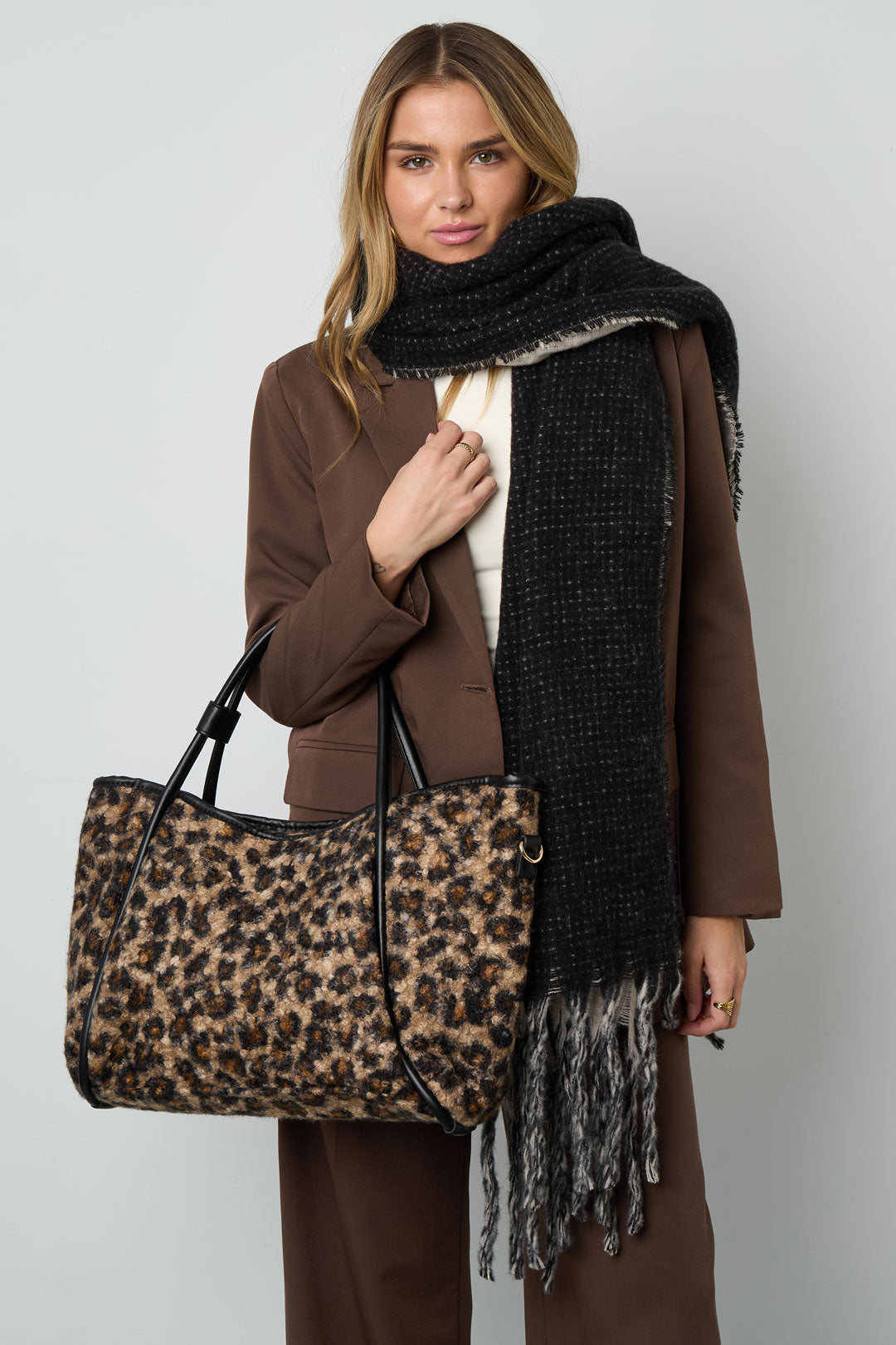 Borse tote con stampa leopardata, casual, in cotone, accessori quotidiani