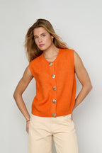Gilet a Maglia Fibra di Poliestere Donna Gilet a Maglia Casual Colore Puro