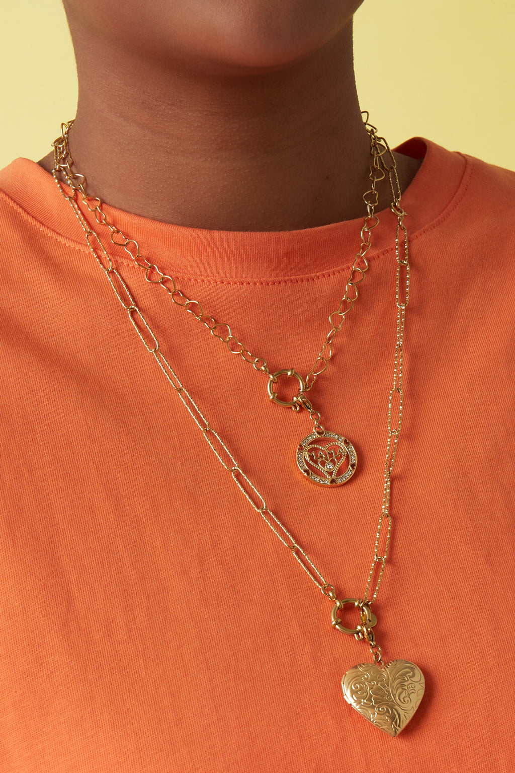 Collana/bracciale 2 in 1 con maglie a forma di cuore