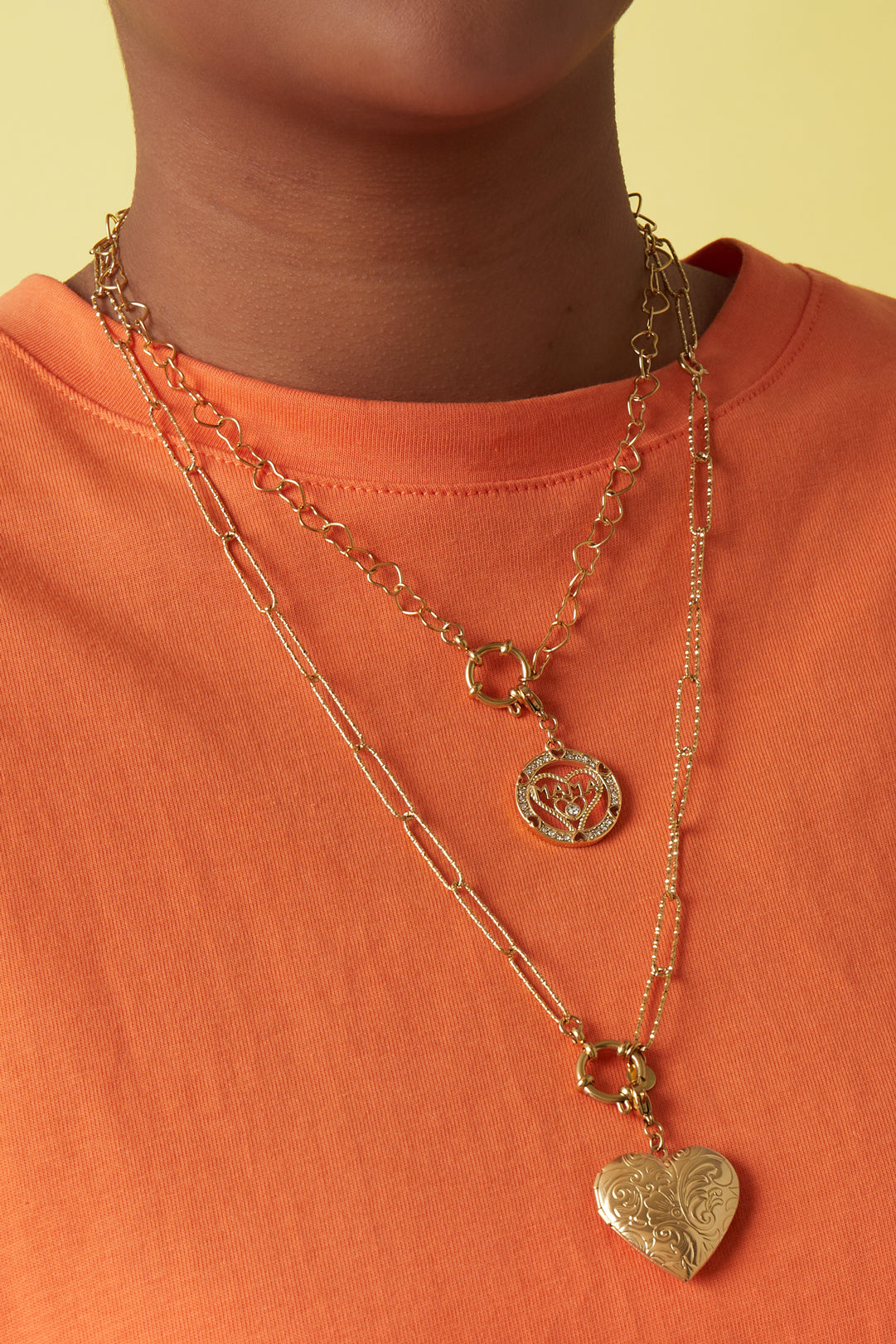 Collana/bracciale 2 in 1 con maglie a forma di cuore