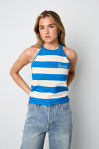 Gilet in maglia di cotone umano a righe, casual, primavera/estate, nessuno, abbigliamento