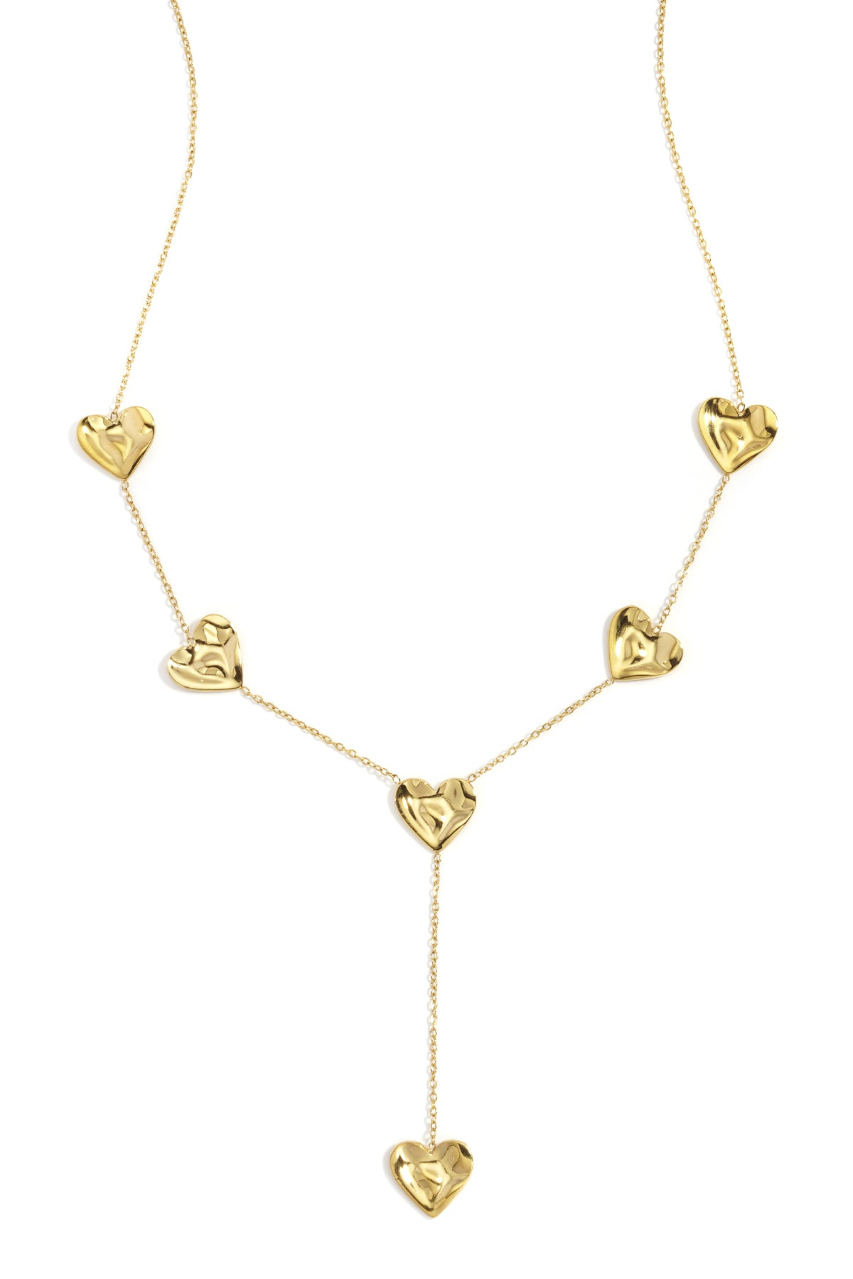 Collana a forma di Y con cuori ondulati
