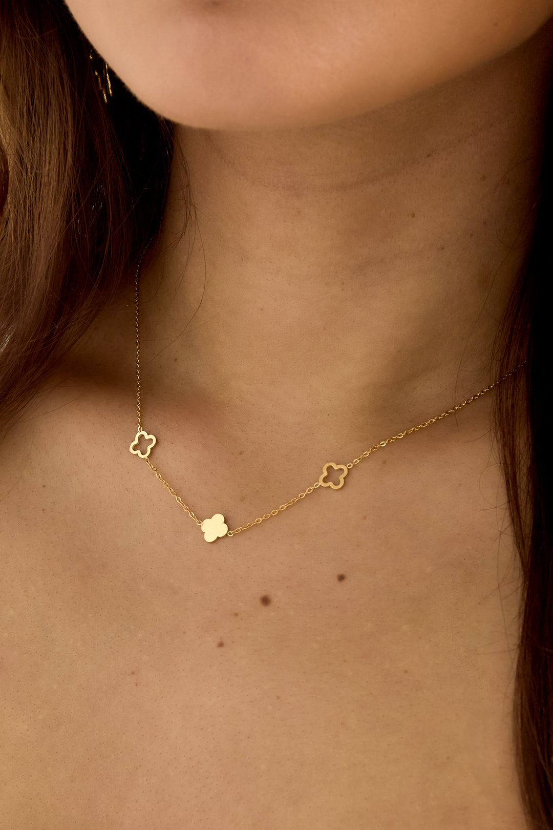 Collana di trifogli Gold Stainless Steel