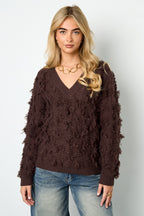 Maglione a V con frange