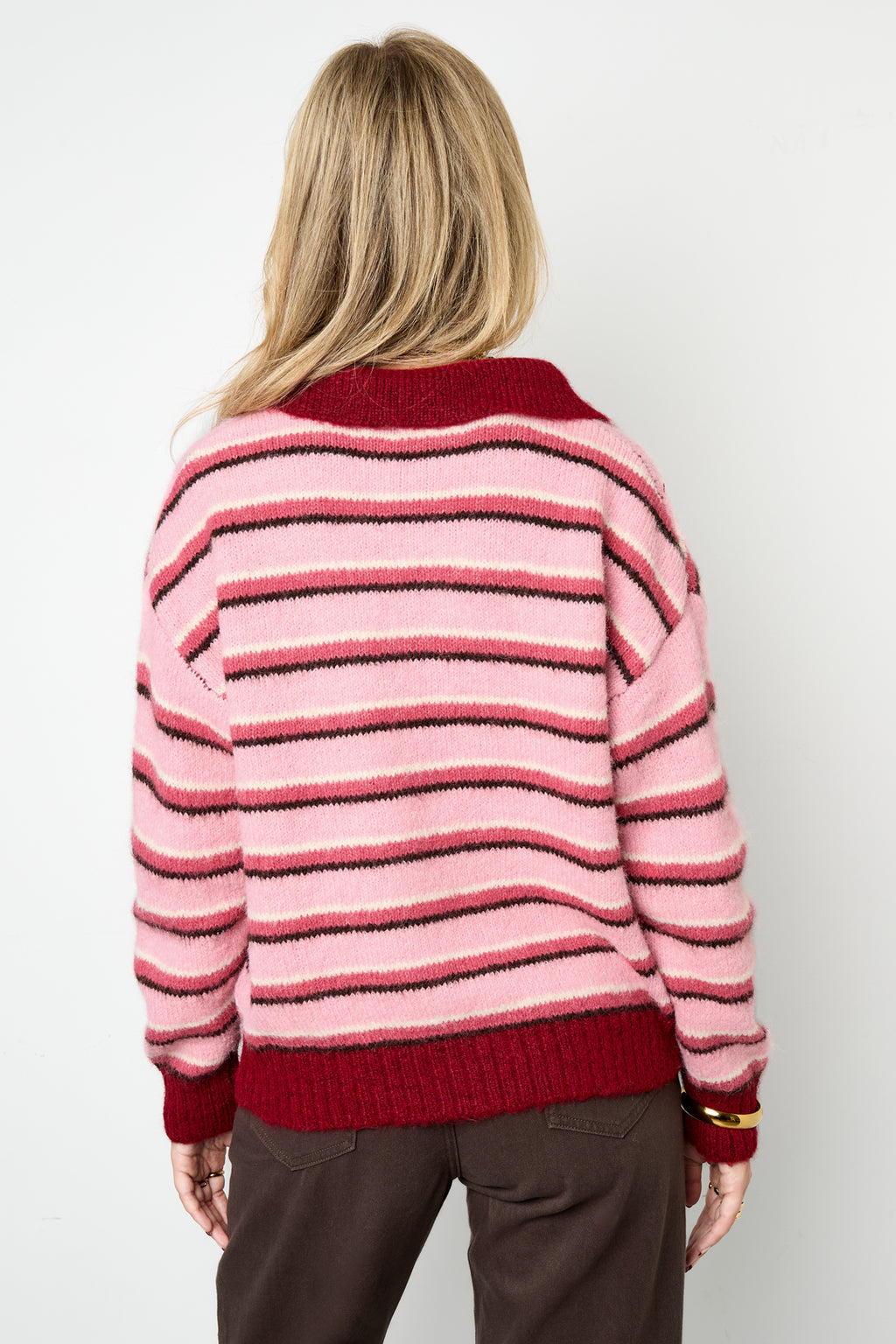 Maglione polo lavorato a maglia con righe