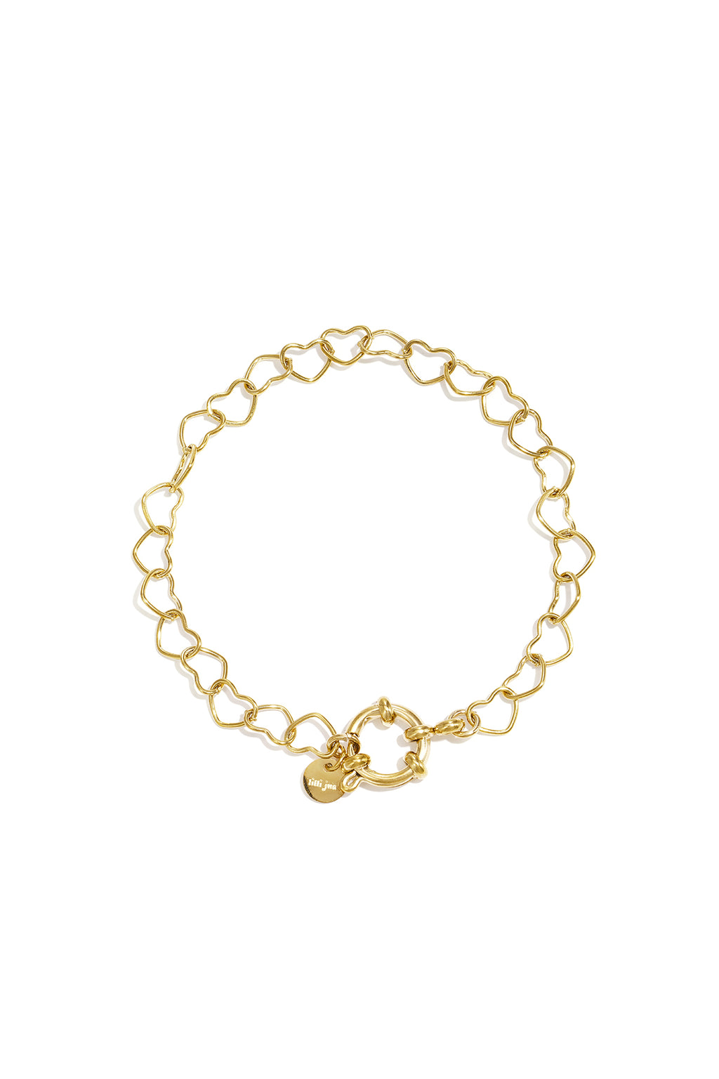 Bracciale con chiusura frontale e maglie a forma di cuore