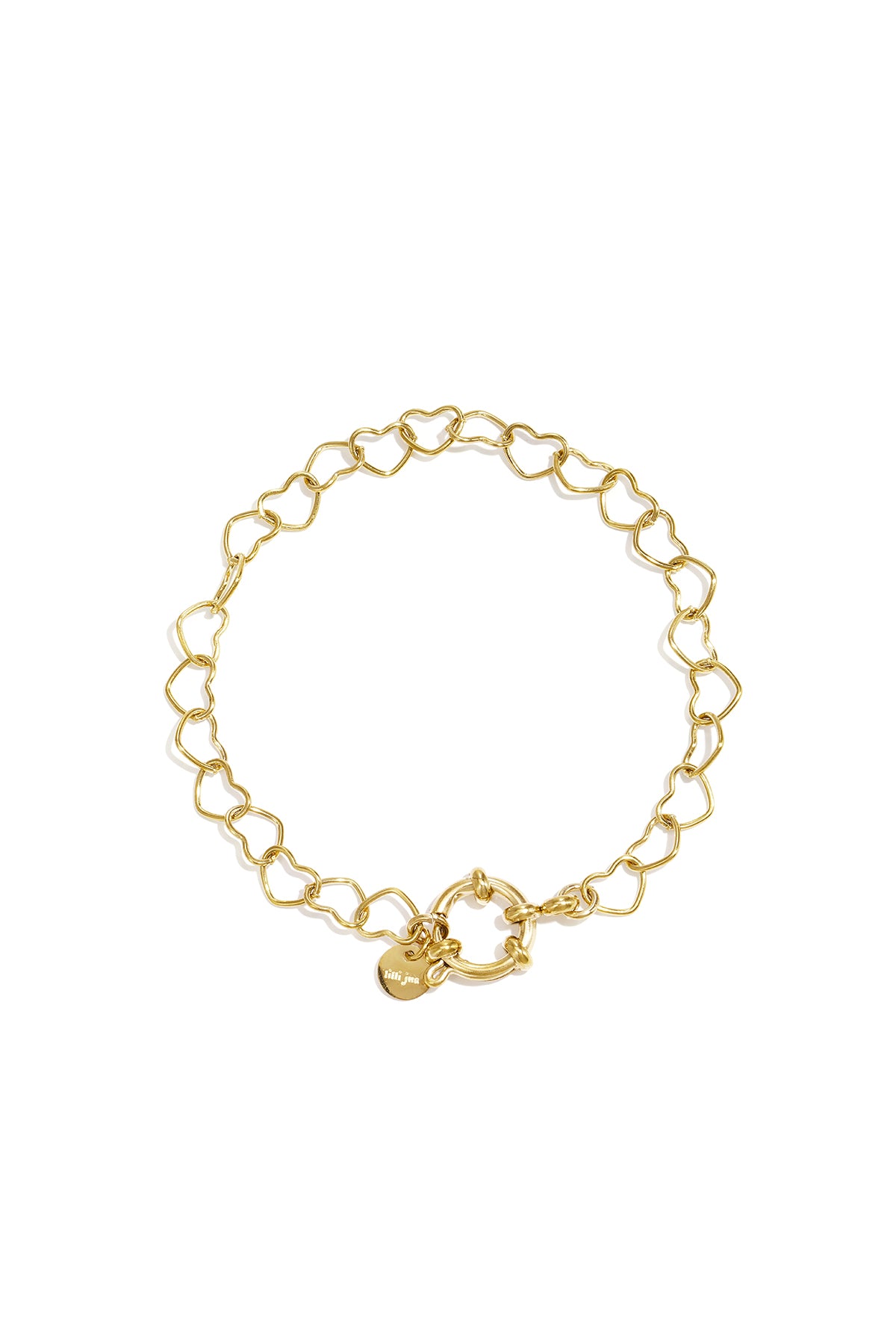 Bracciale con chiusura frontale e maglie a forma di cuore