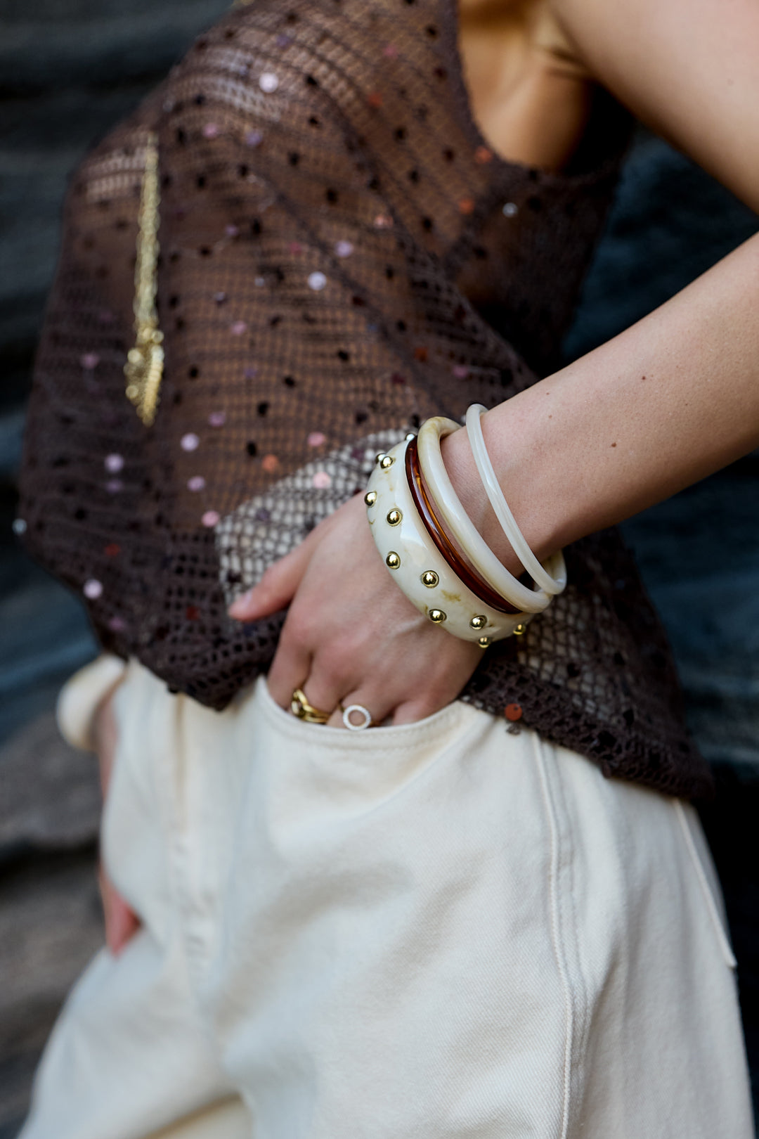 Braccialetti in acrilico tinta unita casual quotidiani semplici serie gioielli da donna