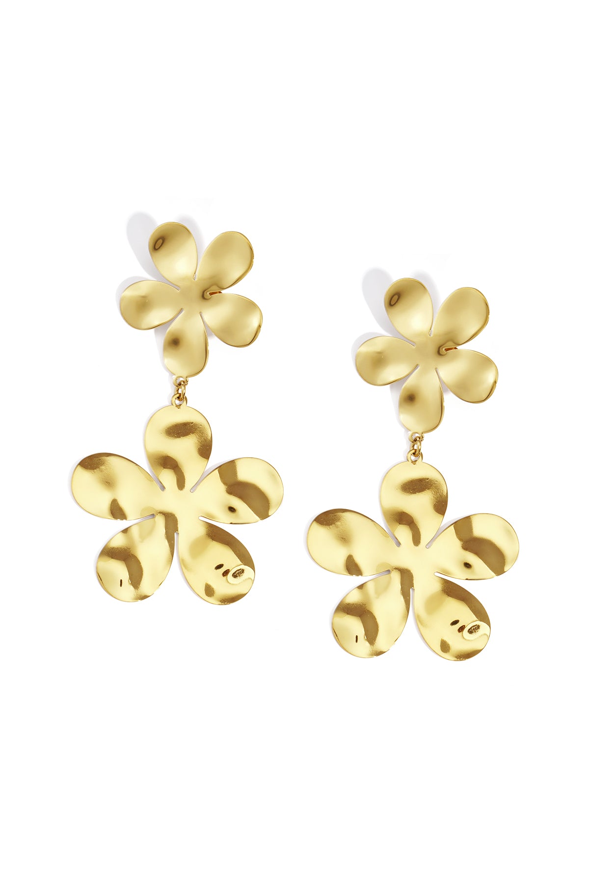 Orecchini pendenti in acciaio inossidabile, stile casual, semplici, da donna, serie "Fiore"