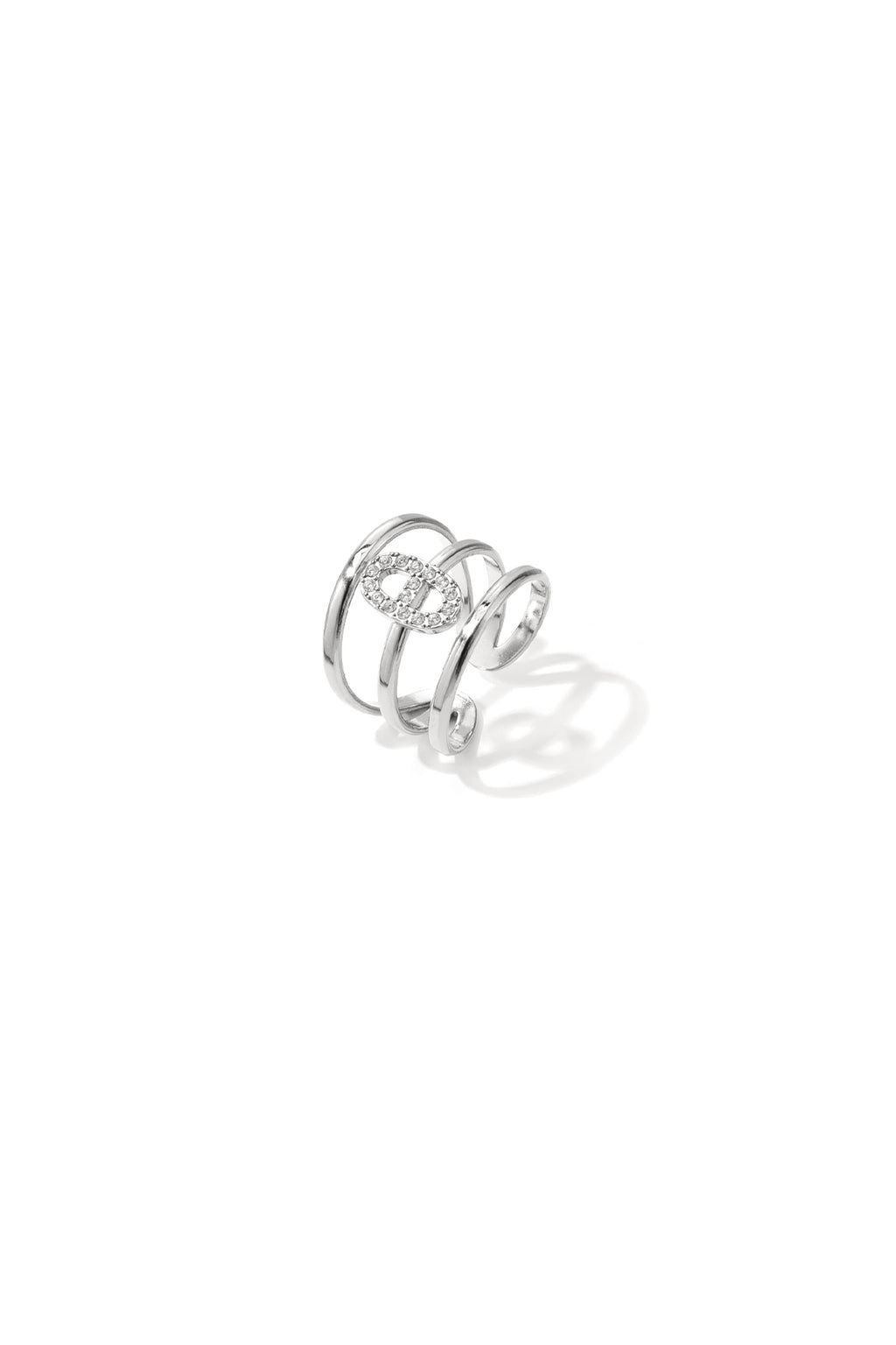 Anello a 3 livelli con incastonatura ellittica