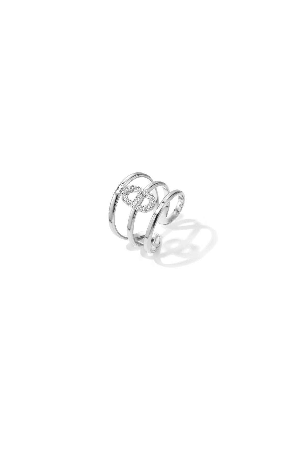 Anello a 3 livelli con incastonatura ellittica